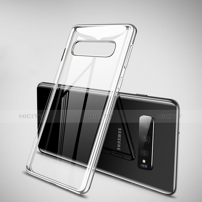 Silikon Schutzhülle Ultra Dünn Tasche Durchsichtig Transparent H02 für Samsung Galaxy S10 Silber Plus