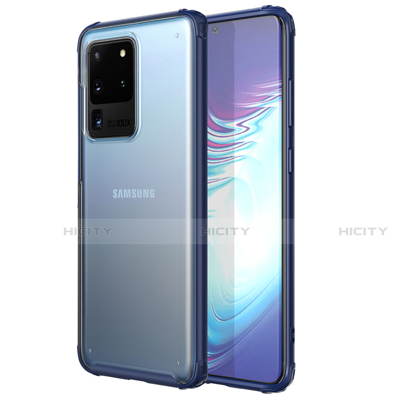 Silikon Schutzhülle Ultra Dünn Tasche Durchsichtig Transparent H02 für Samsung Galaxy S20 Ultra 5G Blau Plus