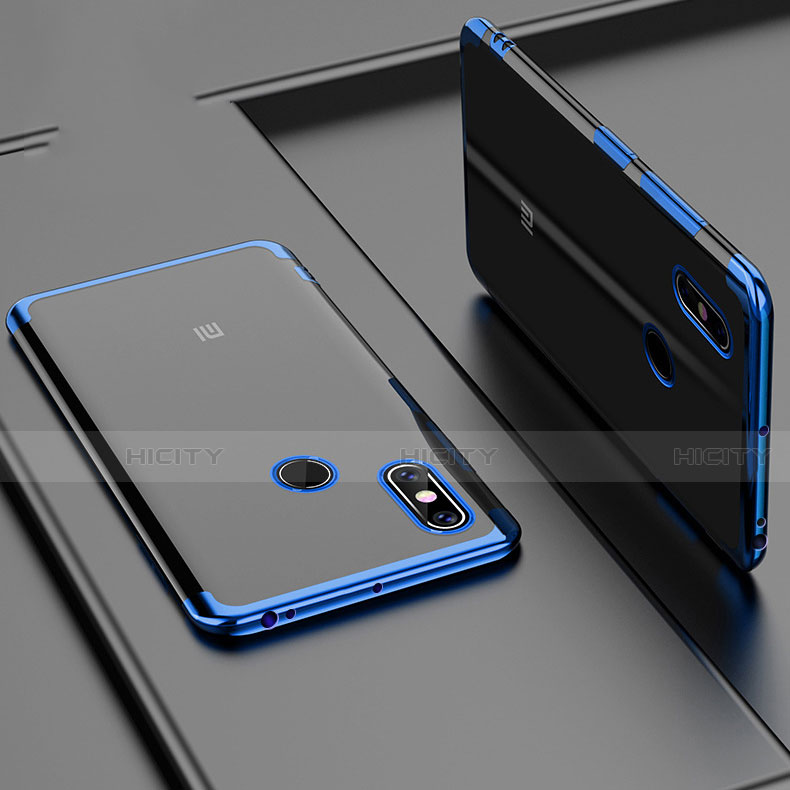 Silikon Schutzhülle Ultra Dünn Tasche Durchsichtig Transparent H02 für Xiaomi Mi Max 3 Blau Plus