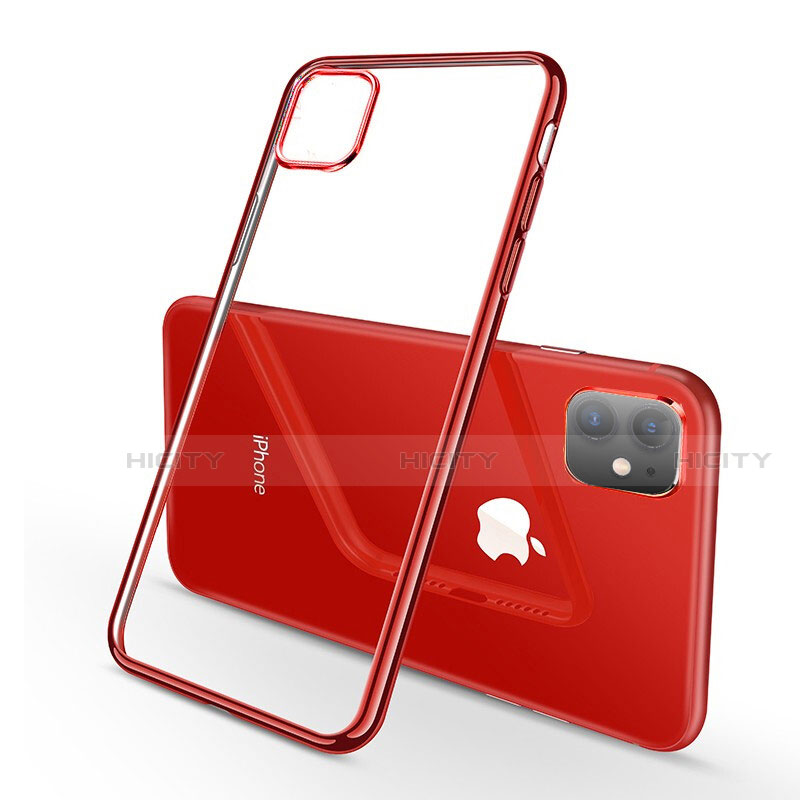 Silikon Schutzhülle Ultra Dünn Tasche Durchsichtig Transparent H03 für Apple iPhone 11 Rot