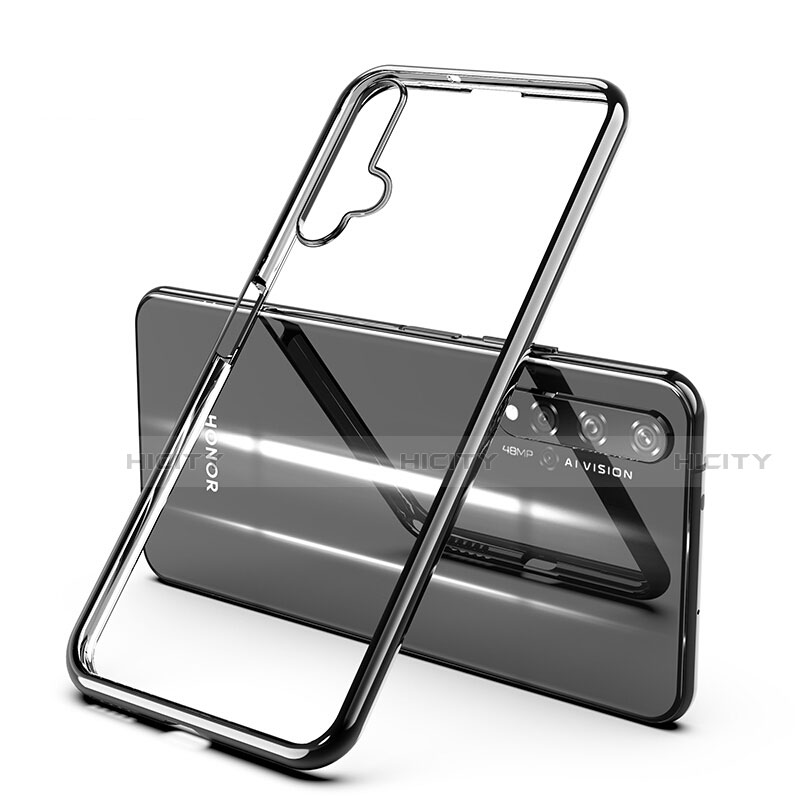 Silikon Schutzhülle Ultra Dünn Tasche Durchsichtig Transparent H03 für Huawei Honor 20 Schwarz Plus