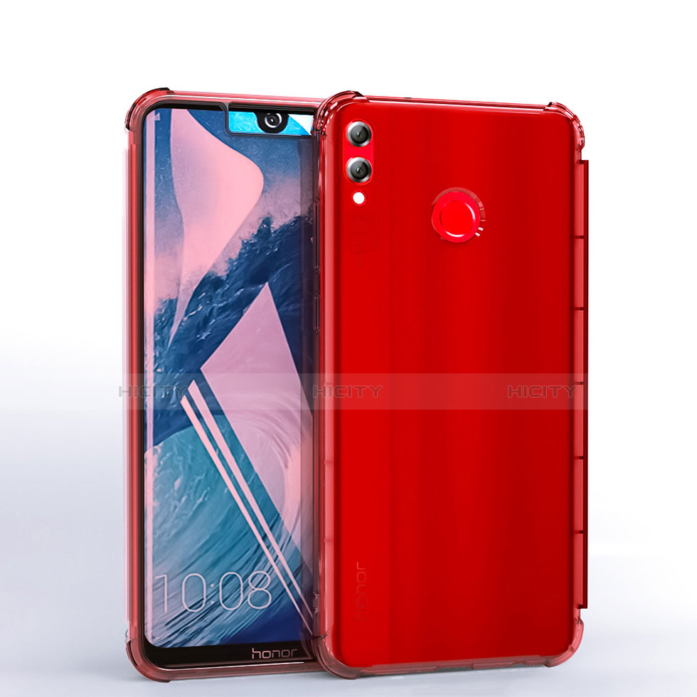 Silikon Schutzhülle Ultra Dünn Tasche Durchsichtig Transparent H03 für Huawei Honor 8X Max Rot Plus