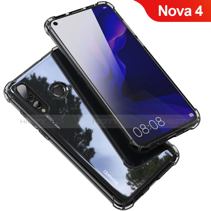 Silikon Schutzhülle Ultra Dünn Tasche Durchsichtig Transparent H03 für Huawei Nova 4 Grau Plus