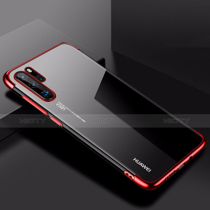 Silikon Schutzhülle Ultra Dünn Tasche Durchsichtig Transparent H03 für Huawei P30 Pro Rot Plus