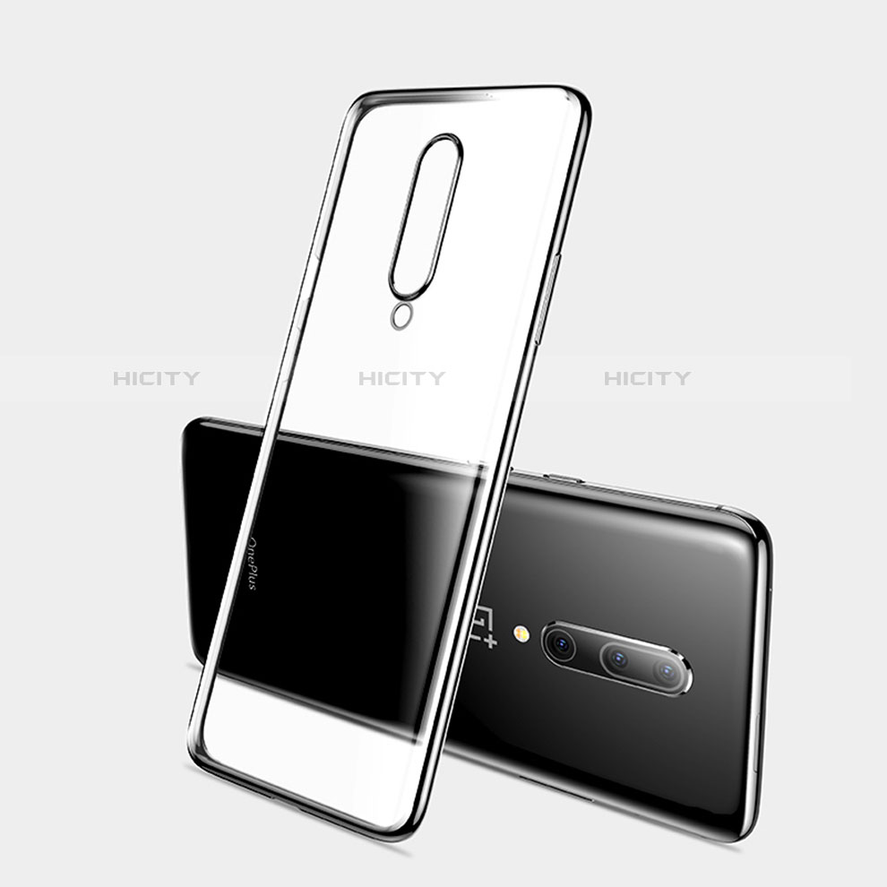 Silikon Schutzhülle Ultra Dünn Tasche Durchsichtig Transparent H03 für OnePlus 7 Pro Schwarz Plus