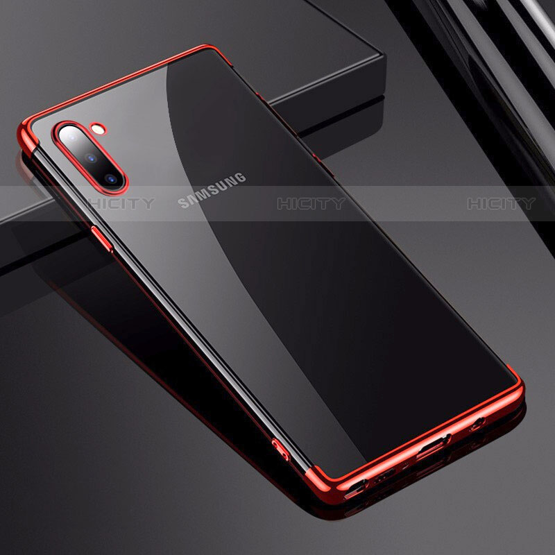 Silikon Schutzhülle Ultra Dünn Tasche Durchsichtig Transparent H03 für Samsung Galaxy Note 10 5G Rot