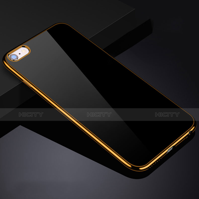 Silikon Schutzhülle Ultra Dünn Tasche Durchsichtig Transparent H04 für Apple iPhone 6 Plus Gold groß