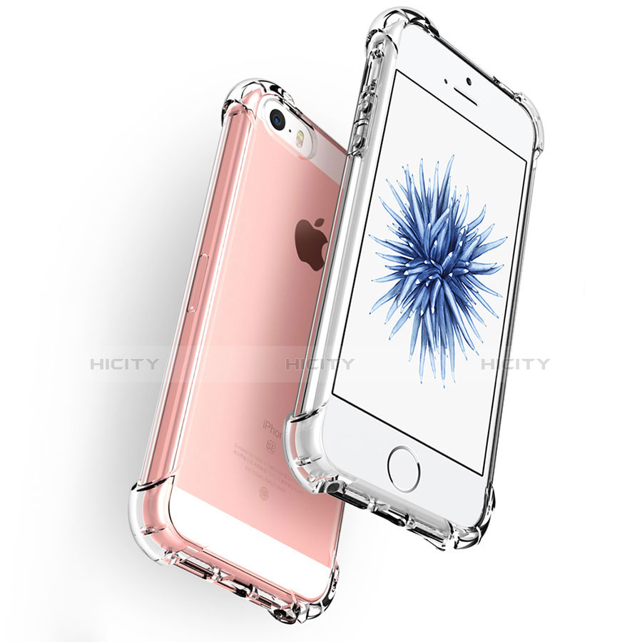 Silikon Schutzhülle Ultra Dünn Tasche Durchsichtig Transparent H04 für Apple iPhone SE Klar groß