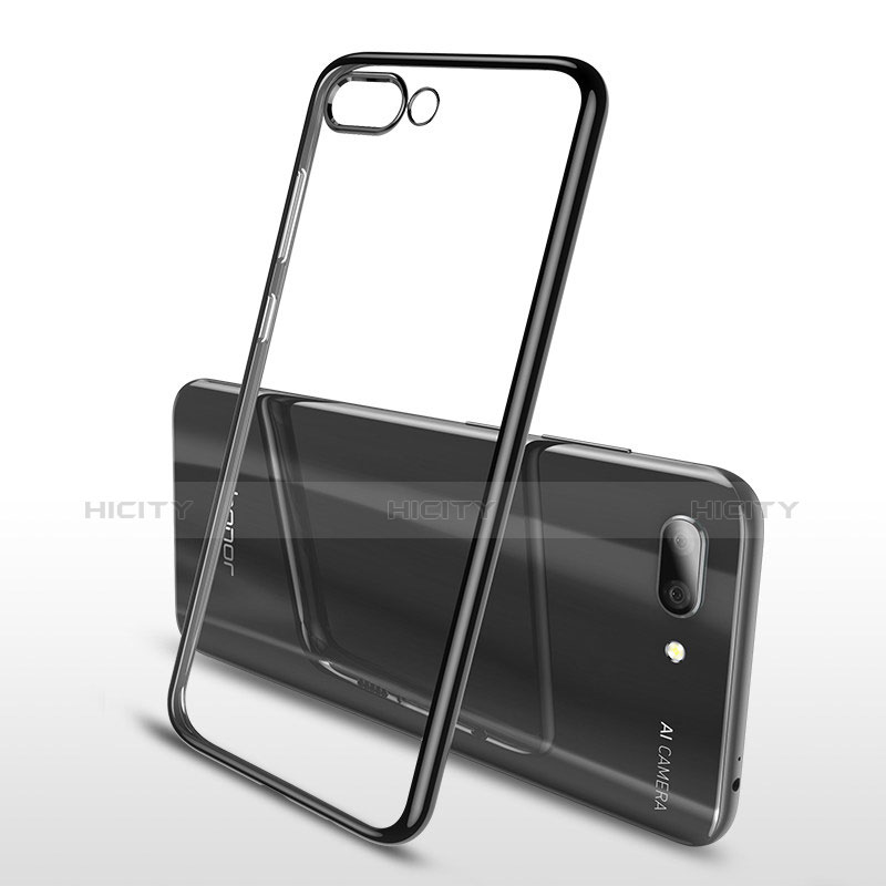 Silikon Schutzhülle Ultra Dünn Tasche Durchsichtig Transparent H04 für Huawei Honor 10 Schwarz