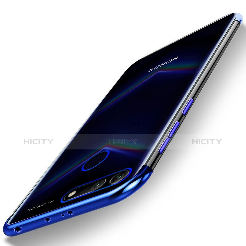 Silikon Schutzhülle Ultra Dünn Tasche Durchsichtig Transparent H04 für Huawei Honor V20 Blau Plus