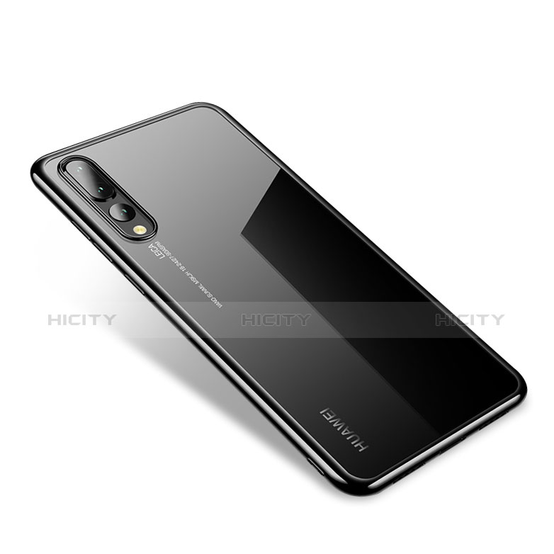 Silikon Schutzhülle Ultra Dünn Tasche Durchsichtig Transparent H04 für Huawei P20 Pro Schwarz Plus