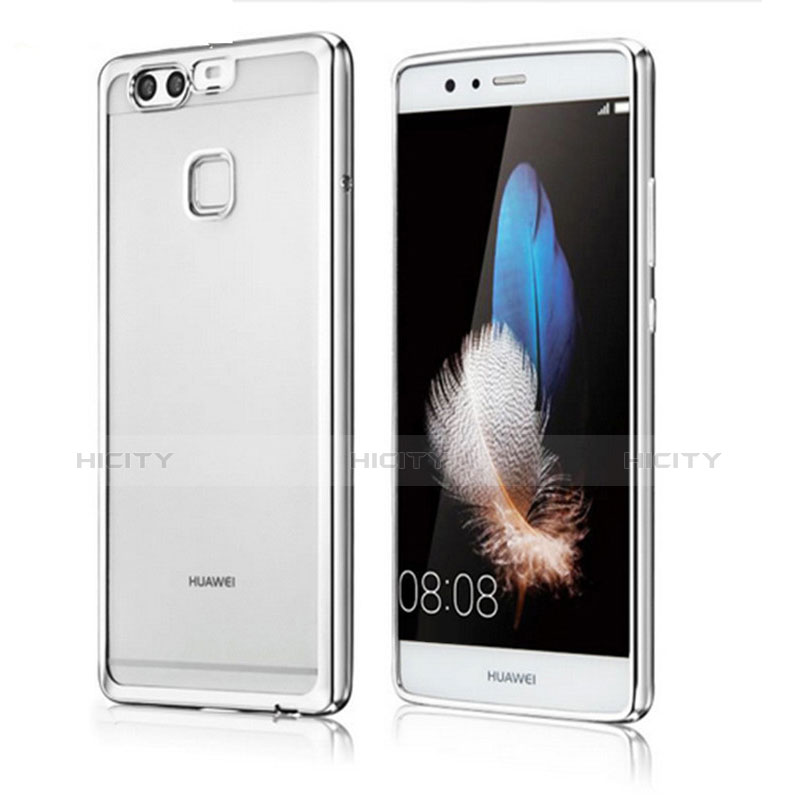 Silikon Schutzhülle Ultra Dünn Tasche Durchsichtig Transparent H04 für Huawei P9 Plus Silber Plus