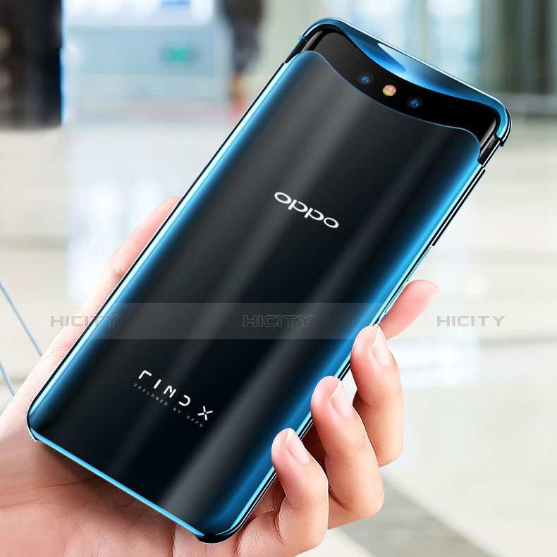 Silikon Schutzhülle Ultra Dünn Tasche Durchsichtig Transparent H04 für Oppo Find X Blau