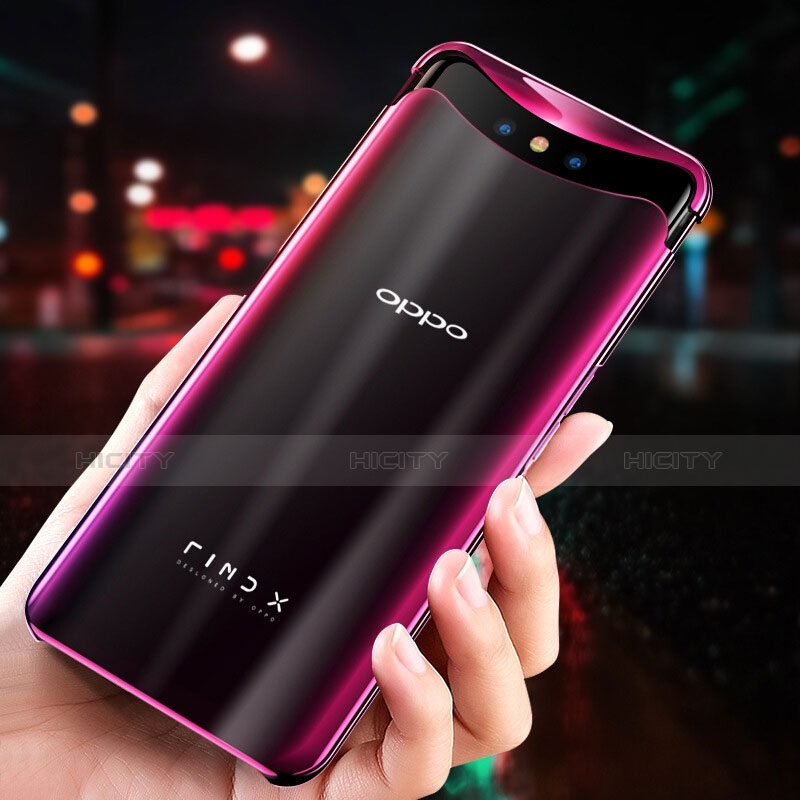 Silikon Schutzhülle Ultra Dünn Tasche Durchsichtig Transparent H04 für Oppo Find X Rot Plus