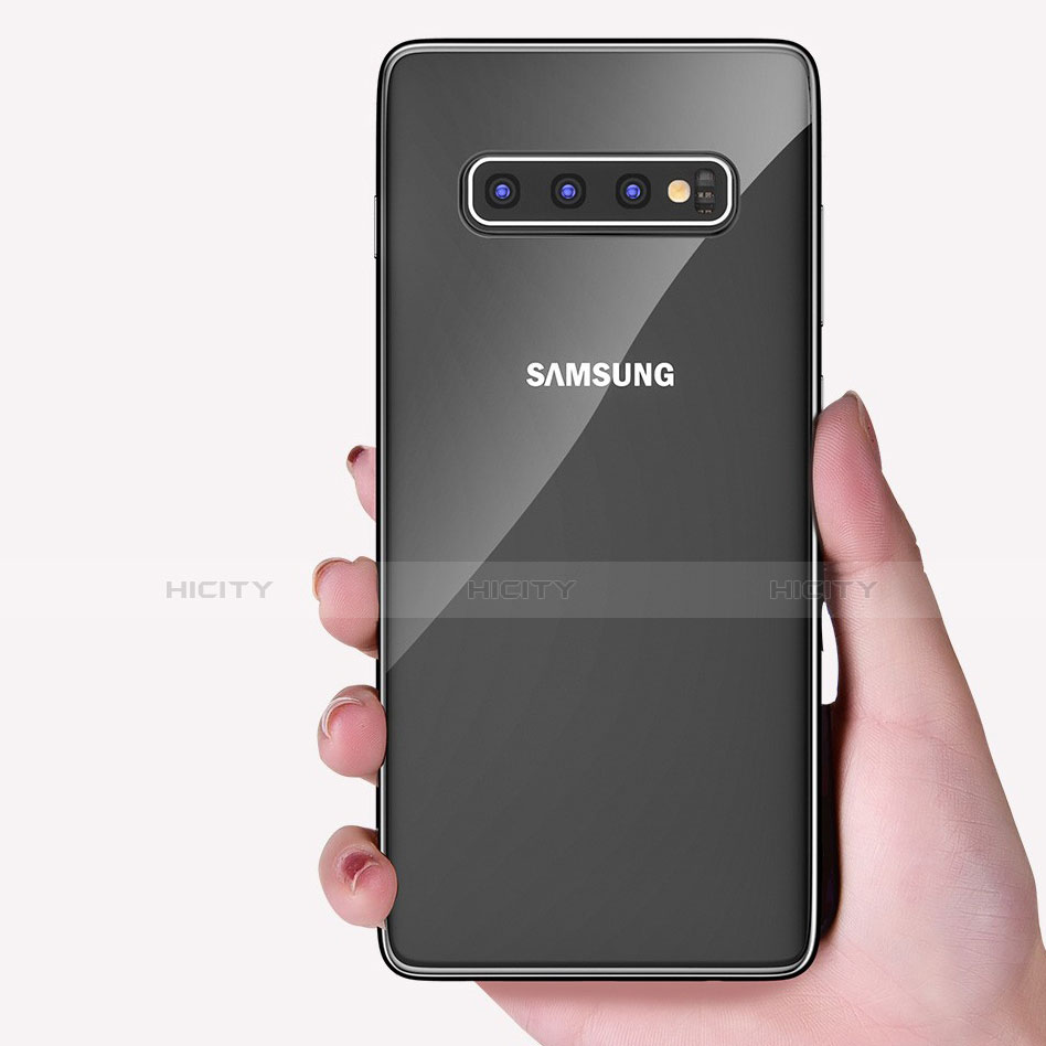 Silikon Schutzhülle Ultra Dünn Tasche Durchsichtig Transparent H04 für Samsung Galaxy S10 Plus Schwarz