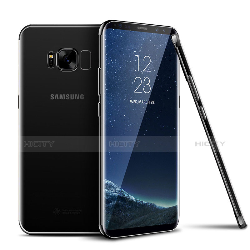 Silikon Schutzhülle Ultra Dünn Tasche Durchsichtig Transparent H04 für Samsung Galaxy S8 Plus Schwarz