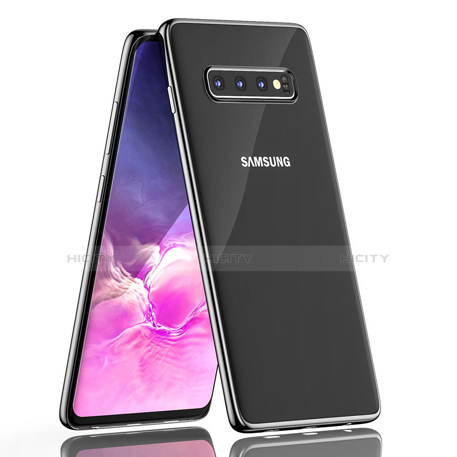 Silikon Schutzhülle Ultra Dünn Tasche Durchsichtig Transparent H05 für Samsung Galaxy S10 Schwarz Plus