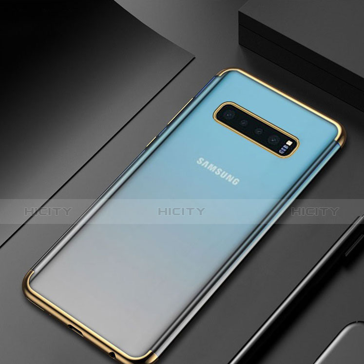 Silikon Schutzhülle Ultra Dünn Tasche Durchsichtig Transparent H06 für Samsung Galaxy S10 Plus Gold Plus