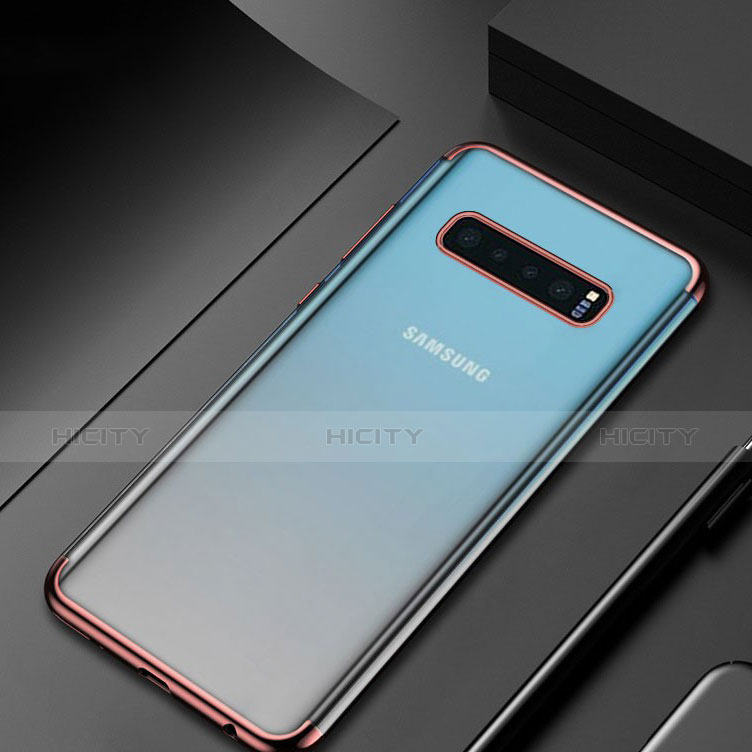 Silikon Schutzhülle Ultra Dünn Tasche Durchsichtig Transparent H06 für Samsung Galaxy S10 Plus Rosegold Plus