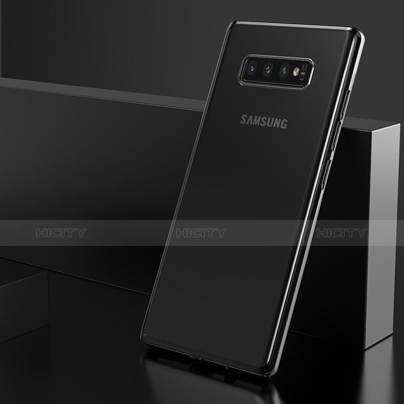 Silikon Schutzhülle Ultra Dünn Tasche Durchsichtig Transparent H06 für Samsung Galaxy S10 Schwarz