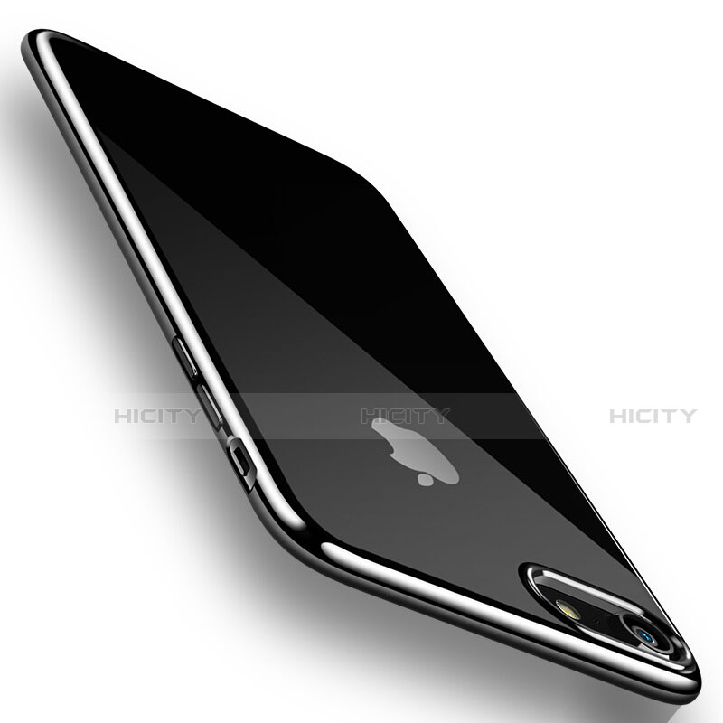 Silikon Schutzhülle Ultra Dünn Tasche Durchsichtig Transparent H07 für Apple iPhone SE3 (2022) Schwarz Plus