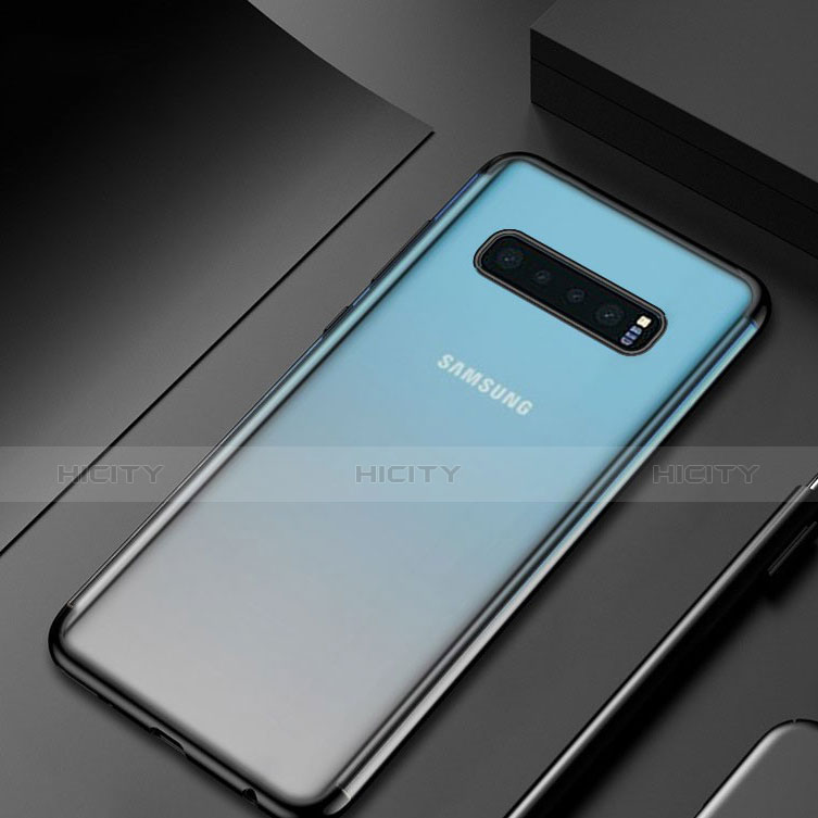 Silikon Schutzhülle Ultra Dünn Tasche Durchsichtig Transparent H07 für Samsung Galaxy S10 Schwarz Plus