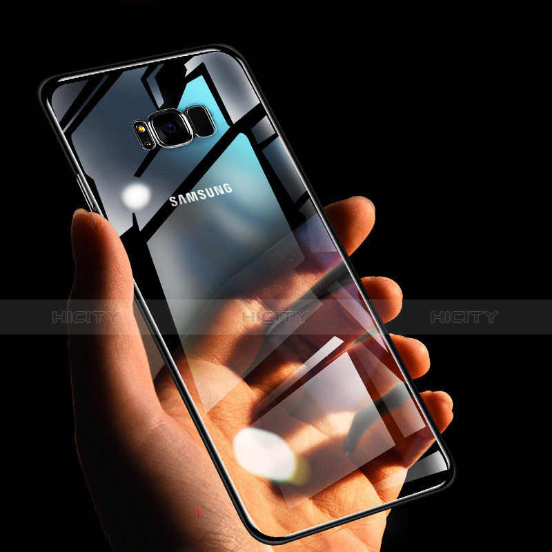 Silikon Schutzhülle Ultra Dünn Tasche Durchsichtig Transparent H09 für Samsung Galaxy S8 Plus Schwarz groß