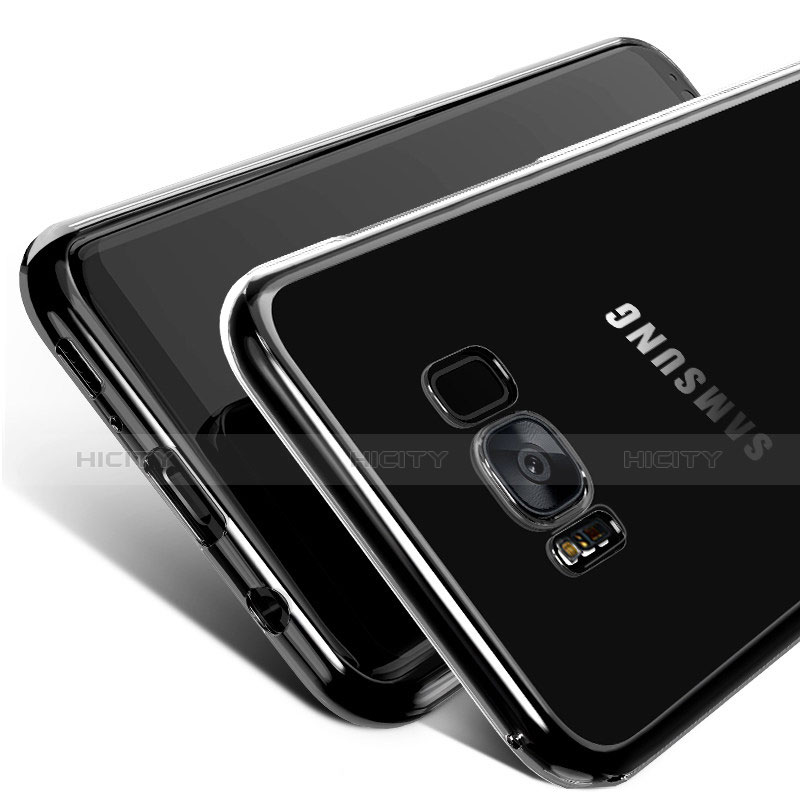 Silikon Schutzhülle Ultra Dünn Tasche Durchsichtig Transparent H09 für Samsung Galaxy S8 Schwarz groß