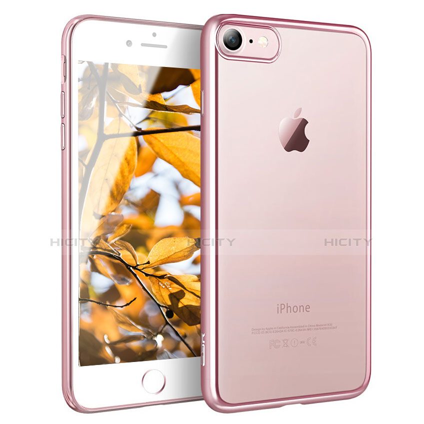 Silikon Schutzhülle Ultra Dünn Tasche Durchsichtig Transparent H11 für Apple iPhone 8 Rosegold