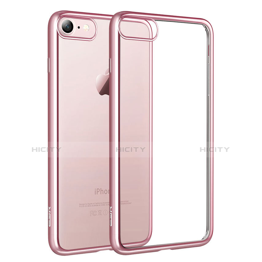 Silikon Schutzhülle Ultra Dünn Tasche Durchsichtig Transparent H11 für Apple iPhone 8 Rosegold