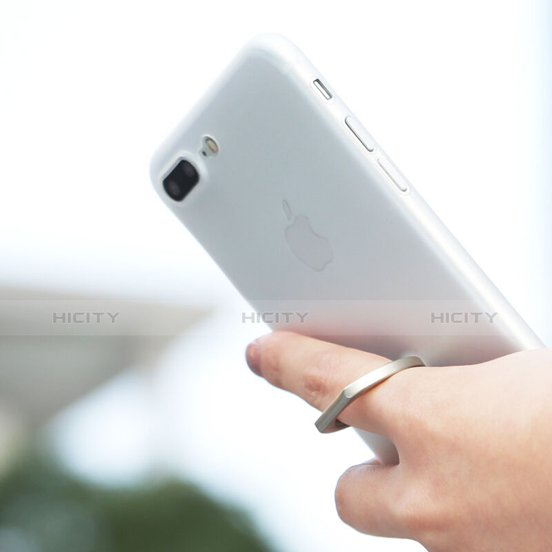 Silikon Schutzhülle Ultra Dünn Tasche Durchsichtig Transparent mit Fingerring Ständer für Apple iPhone 8 Plus Weiß Plus
