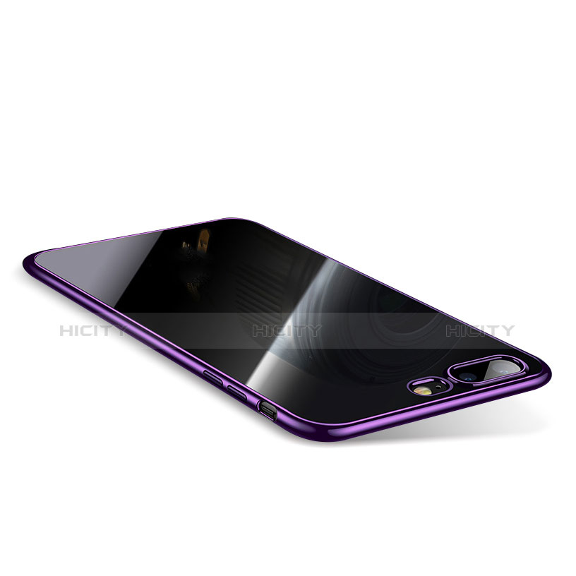 Silikon Schutzhülle Ultra Dünn Tasche Durchsichtig Transparent Q01 für Apple iPhone 8 Plus Violett Plus