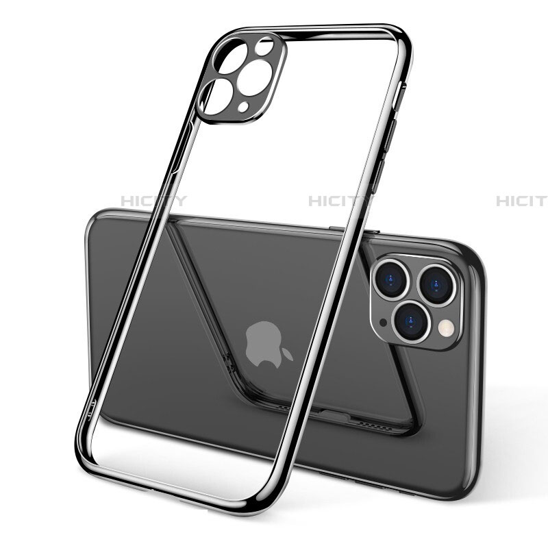 Silikon Schutzhülle Ultra Dünn Tasche Durchsichtig Transparent S01 für Apple iPhone 11 Pro Max Schwarz Plus