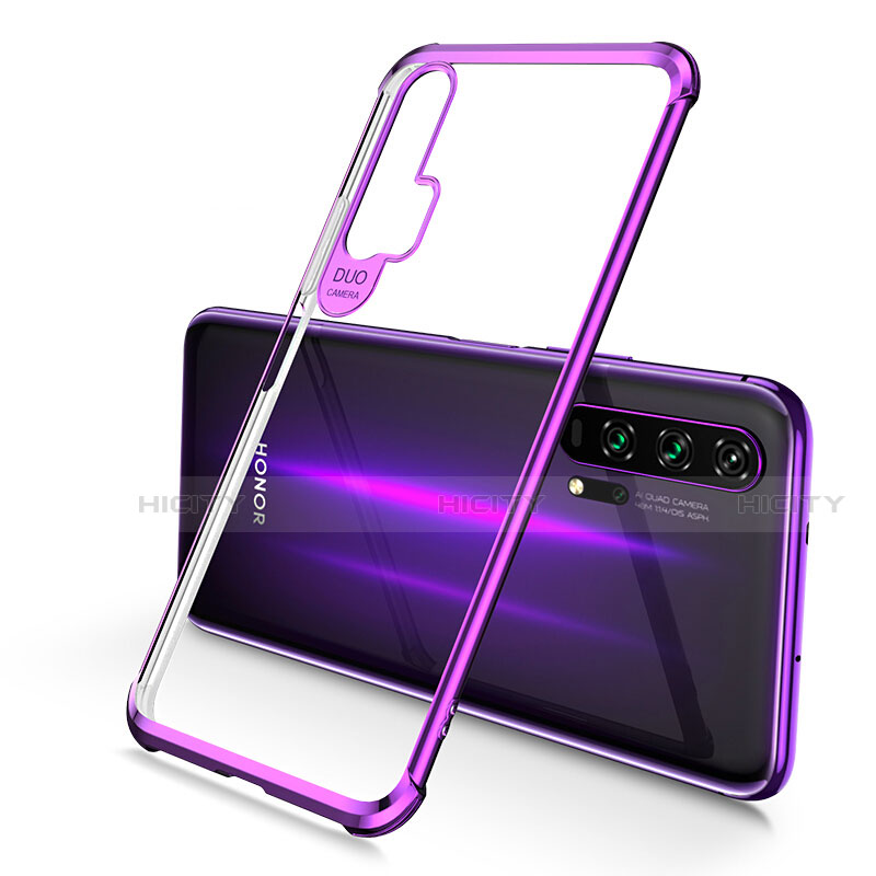 Silikon Schutzhülle Ultra Dünn Tasche Durchsichtig Transparent S01 für Huawei Honor 20 Pro Violett
