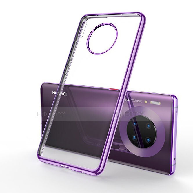 Silikon Schutzhülle Ultra Dünn Tasche Durchsichtig Transparent S01 für Huawei Mate 30 Violett Plus