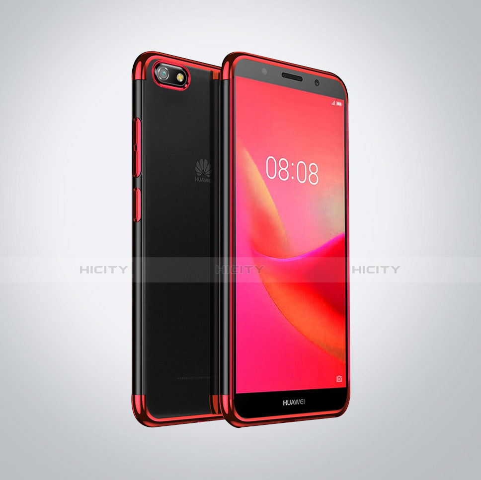 Silikon Schutzhülle Ultra Dünn Tasche Durchsichtig Transparent S01 für Huawei Y5 (2018) Rot