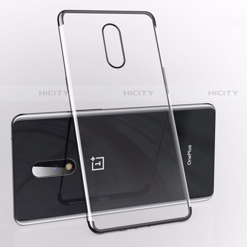Silikon Schutzhülle Ultra Dünn Tasche Durchsichtig Transparent S01 für OnePlus 7 Schwarz