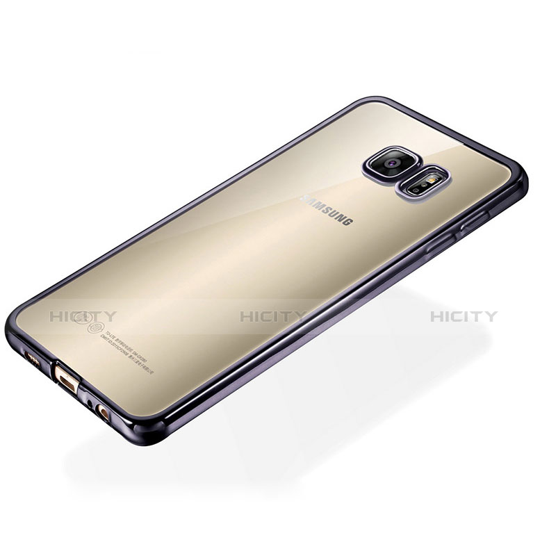 Silikon Schutzhülle Ultra Dünn Tasche Durchsichtig Transparent S01 für Samsung Galaxy S6 Edge+ Plus SM-G928F Schwarz Plus