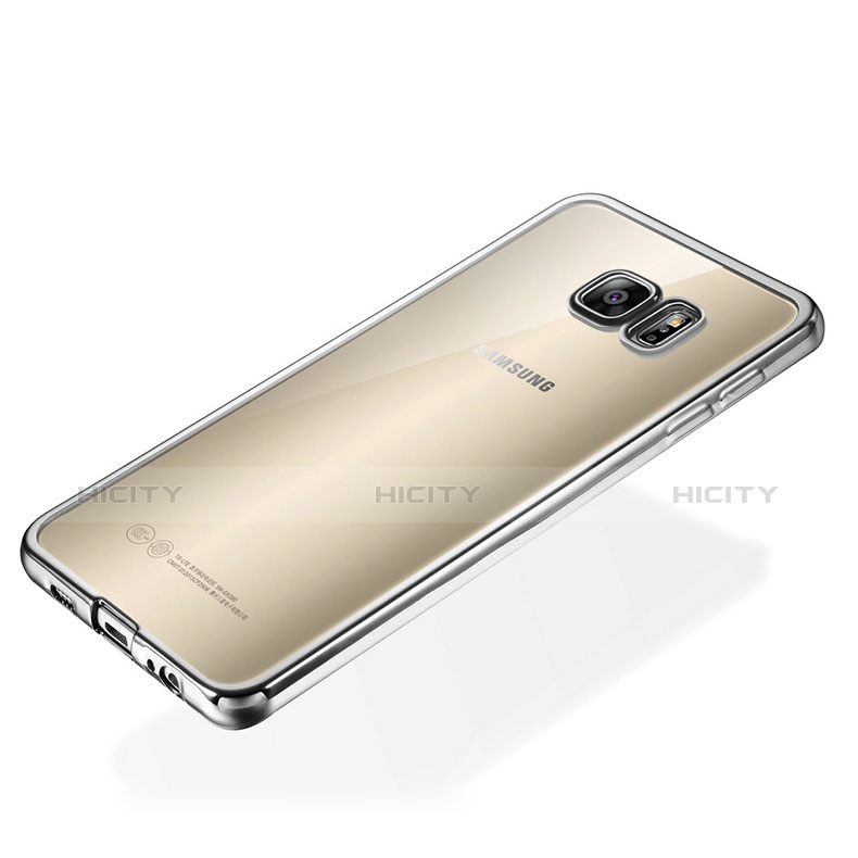 Silikon Schutzhülle Ultra Dünn Tasche Durchsichtig Transparent S01 für Samsung Galaxy S6 Edge+ Plus SM-G928F Silber