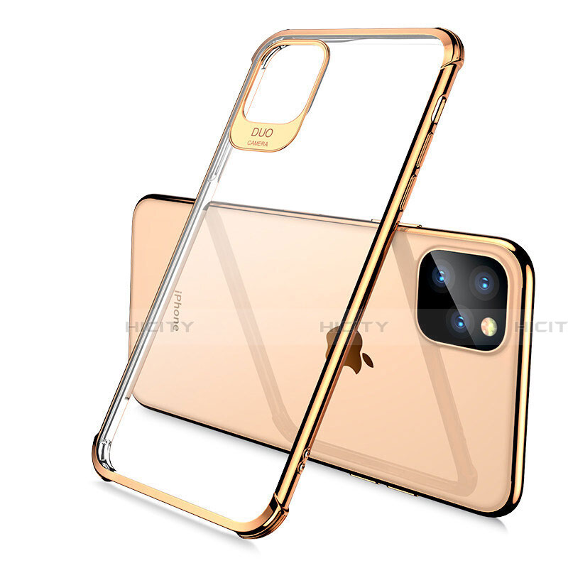 Silikon Schutzhülle Ultra Dünn Tasche Durchsichtig Transparent S02 für Apple iPhone 11 Pro Gold Plus