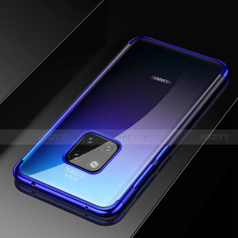 Silikon Schutzhülle Ultra Dünn Tasche Durchsichtig Transparent S02 für Huawei Mate 20 Pro Blau Plus