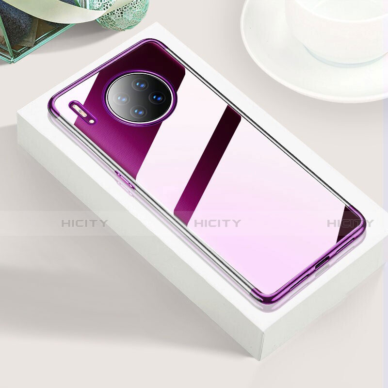 Silikon Schutzhülle Ultra Dünn Tasche Durchsichtig Transparent S02 für Huawei Mate 30 5G Violett Plus