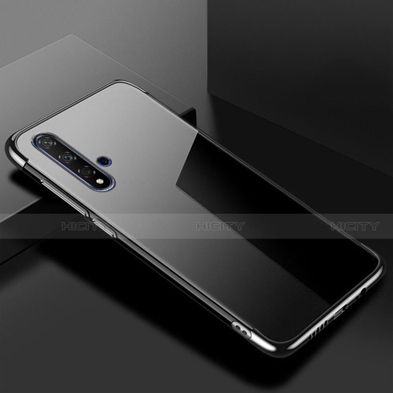 Silikon Schutzhülle Ultra Dünn Tasche Durchsichtig Transparent S02 für Huawei Nova 5T Schwarz