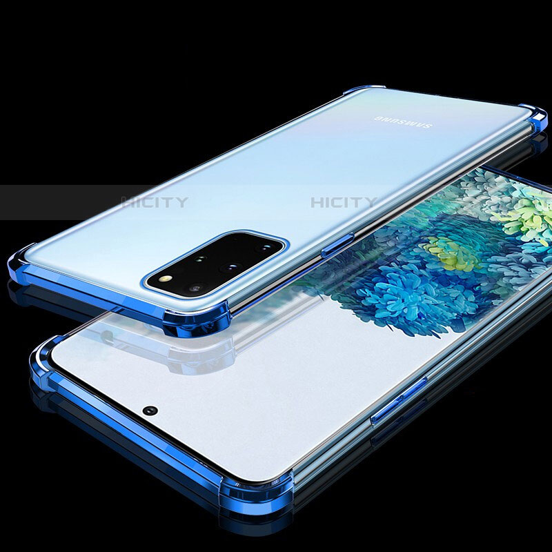 Silikon Schutzhülle Ultra Dünn Tasche Durchsichtig Transparent S02 für Samsung Galaxy S20 Plus 5G Blau