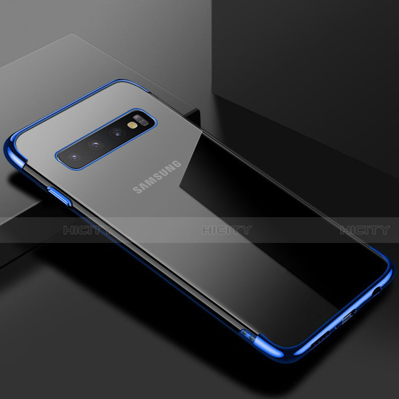 Silikon Schutzhülle Ultra Dünn Tasche Durchsichtig Transparent S03 für Samsung Galaxy S10 5G Blau Plus