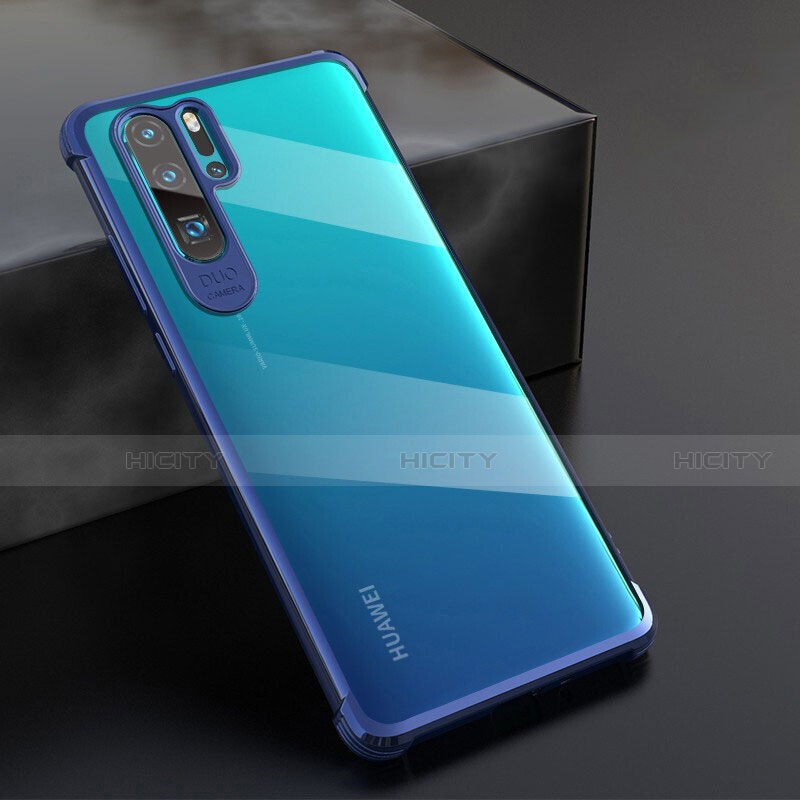 Silikon Schutzhülle Ultra Dünn Tasche Durchsichtig Transparent S04 für Huawei P30 Pro New Edition Blau