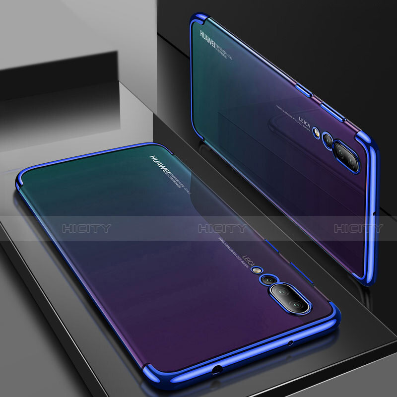 Silikon Schutzhülle Ultra Dünn Tasche Durchsichtig Transparent S05 für Huawei P20 Pro Blau Plus