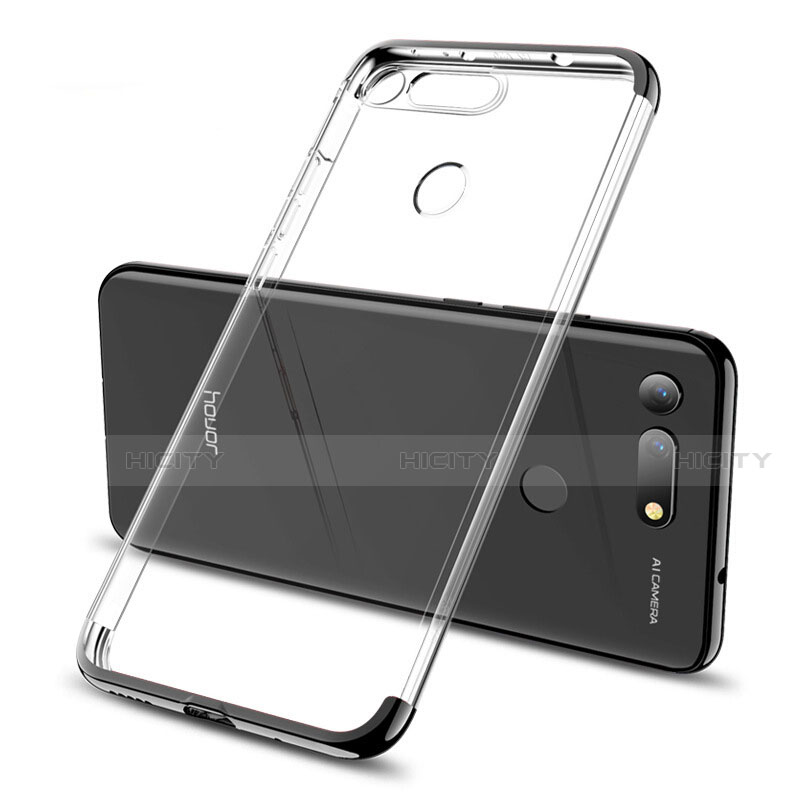 Silikon Schutzhülle Ultra Dünn Tasche Durchsichtig Transparent S06 für Huawei Honor V20 Schwarz Plus