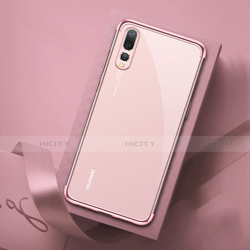 Silikon Schutzhülle Ultra Dünn Tasche Durchsichtig Transparent S07 für Huawei P20 Pro Rosa Plus