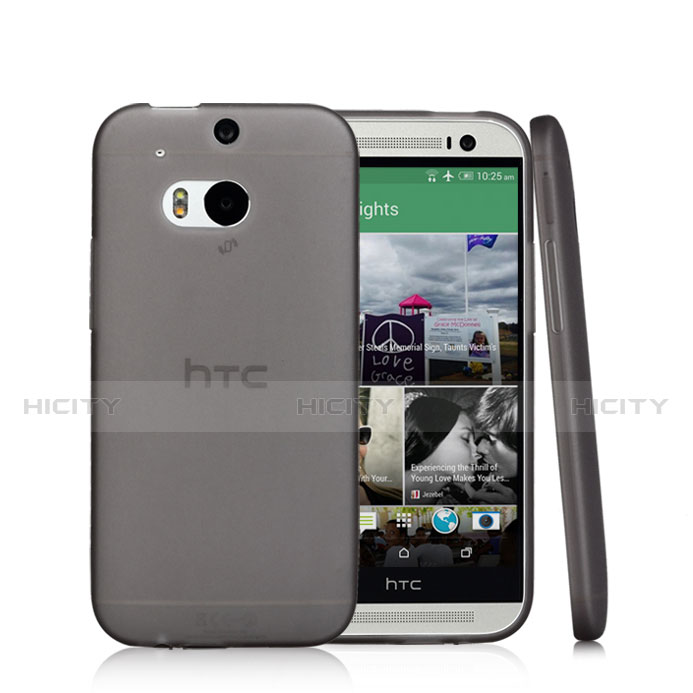 Silikon Schutzhülle Ultra Dünn Tasche Durchsichtig Transparent T01 für HTC One M8 Schwarz Plus